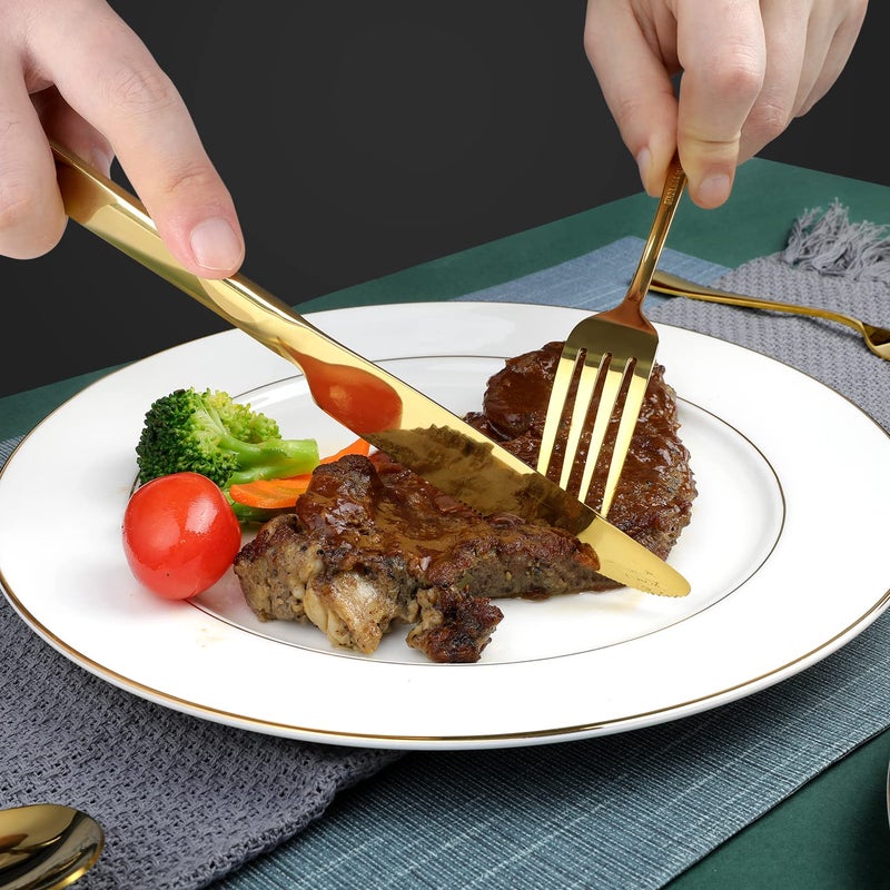 OGORI Gold Silverware Set  OGORI 30-Piece Gold Forged Stainless Steel Flatware Set with Square Handle  Service of 6 - Image 5